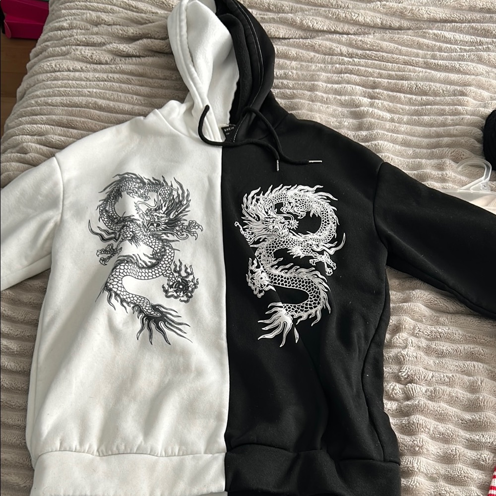 SHEIN Black and White Hoodie